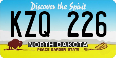 ND license plate KZQ226