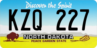 ND license plate KZQ227
