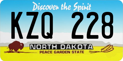 ND license plate KZQ228