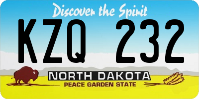 ND license plate KZQ232
