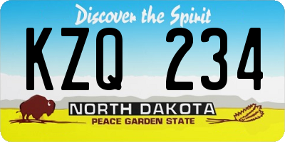 ND license plate KZQ234