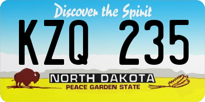 ND license plate KZQ235