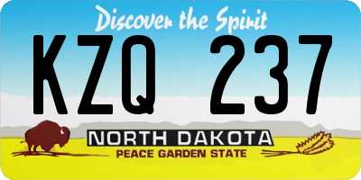 ND license plate KZQ237