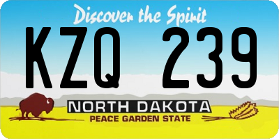 ND license plate KZQ239