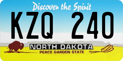 ND license plate KZQ240