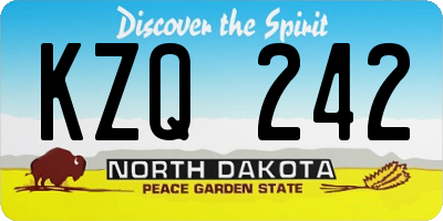 ND license plate KZQ242