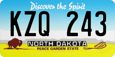 ND license plate KZQ243
