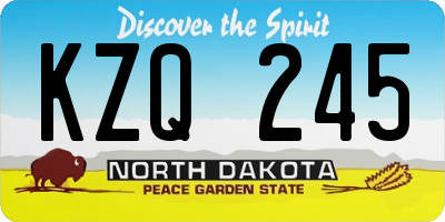 ND license plate KZQ245