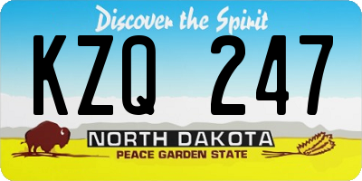 ND license plate KZQ247