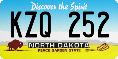 ND license plate KZQ252