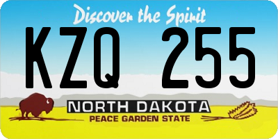 ND license plate KZQ255