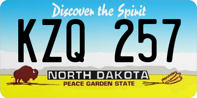 ND license plate KZQ257