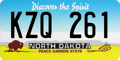 ND license plate KZQ261