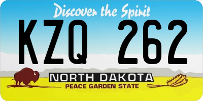 ND license plate KZQ262