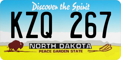 ND license plate KZQ267