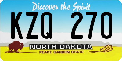 ND license plate KZQ270