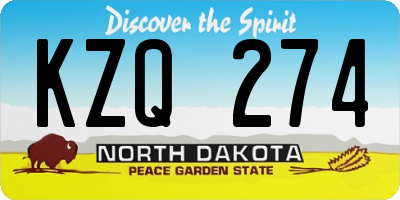 ND license plate KZQ274