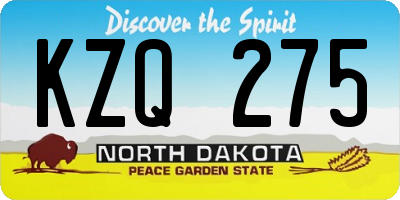 ND license plate KZQ275