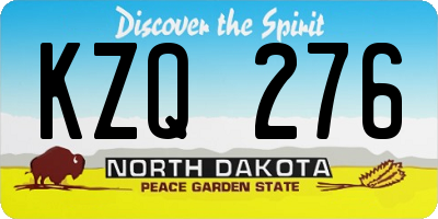 ND license plate KZQ276