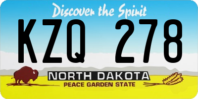 ND license plate KZQ278