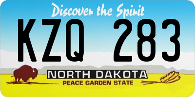 ND license plate KZQ283