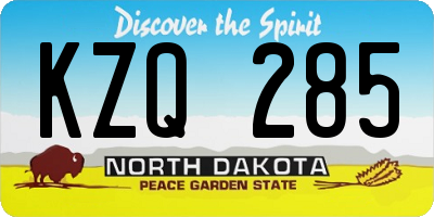 ND license plate KZQ285