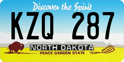 ND license plate KZQ287