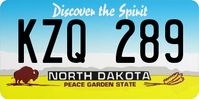 ND license plate KZQ289