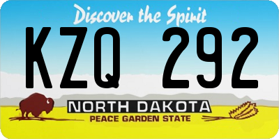 ND license plate KZQ292