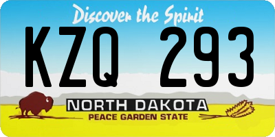 ND license plate KZQ293