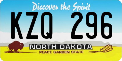 ND license plate KZQ296