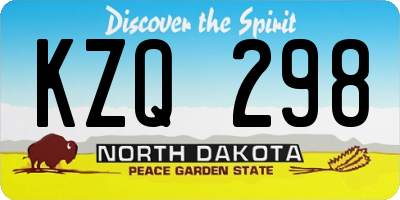 ND license plate KZQ298