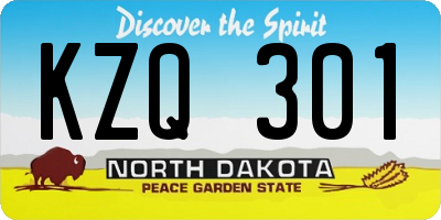 ND license plate KZQ301