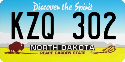 ND license plate KZQ302