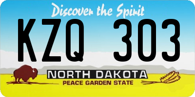 ND license plate KZQ303