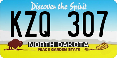 ND license plate KZQ307
