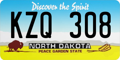 ND license plate KZQ308