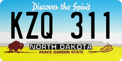 ND license plate KZQ311