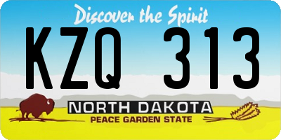 ND license plate KZQ313