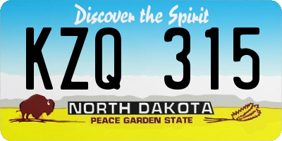 ND license plate KZQ315