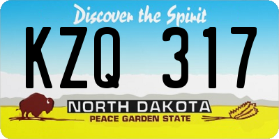 ND license plate KZQ317