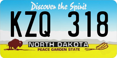 ND license plate KZQ318