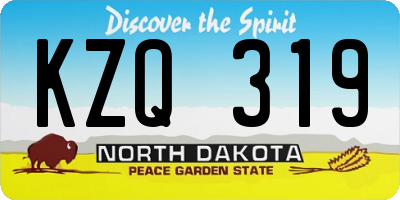 ND license plate KZQ319