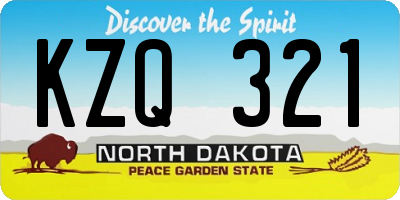 ND license plate KZQ321