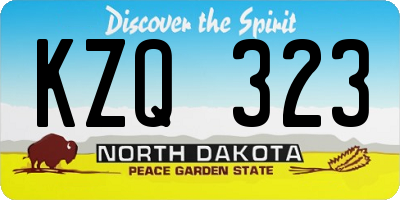 ND license plate KZQ323