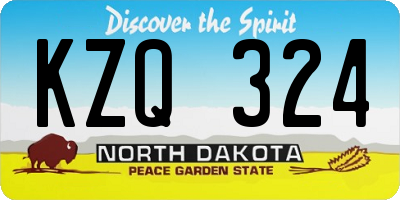 ND license plate KZQ324