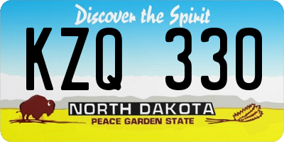 ND license plate KZQ330