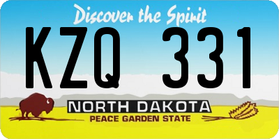 ND license plate KZQ331
