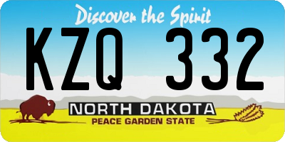 ND license plate KZQ332
