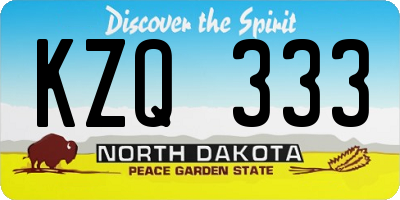 ND license plate KZQ333